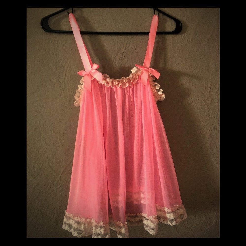 VICTORIAS SECRET BABYDOLL PINK Sheer NIGHTIE M
